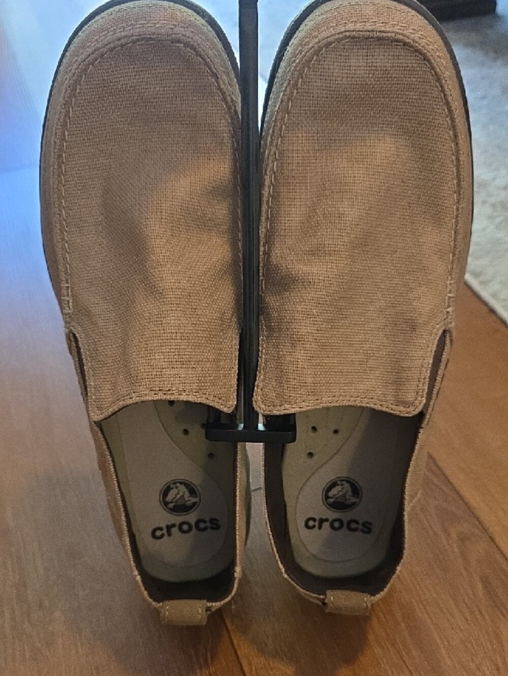 CROCS Men's Tan Slip-On Canvas Loafers - Picture 2 of 12